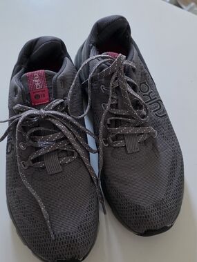 Ryka Gray Athletic Sneakers with Pink Tongue Accent